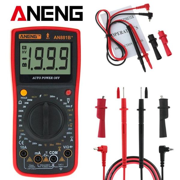 

aneng digital multimeter supports ncv ac dc auto meter tester temprature tester with crocodile clips electrical instruments
