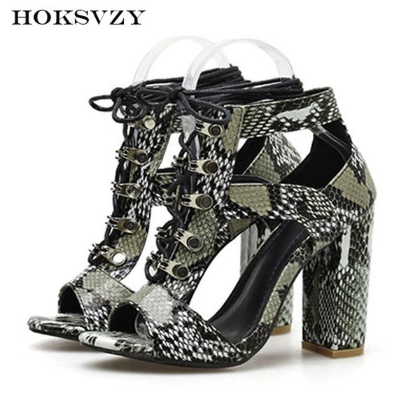 

hoksvzy summer fashion fish mouth roman women's shoes with holes snakeskin color matching high heel cool shoes 35-41 size, Black