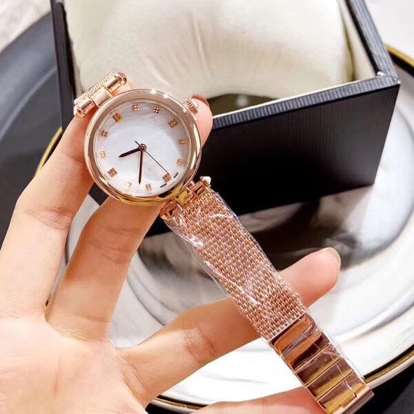

роскошные женские часы top бренда 32мм rhinestone циферблат розовое золото из нержавеющей стали группа кварца дизайнер часы для дам лучший п, Slivery;brown