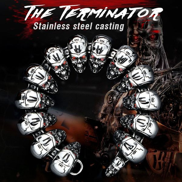 

beier punk men bracelet 316l stainless steel judgment day terminator bangle moive jewelry bc8-011, Golden;silver