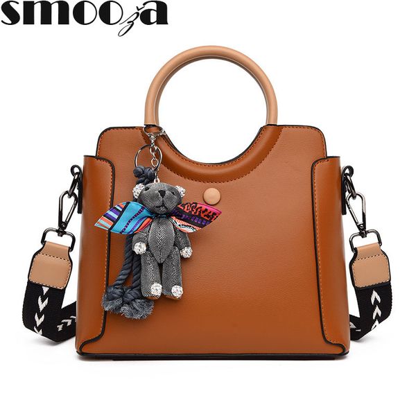 

smooza ring handle bag fashion pu leather totes bag shoulder messenger 2020 new arrive solid color simple travel daily bags
