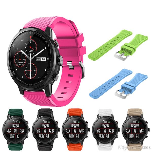 

soft silicagel sports watch band strap for huami amazfit stratos smart watch for amazfit pace stratos 2/2s straps 22mm bracelet