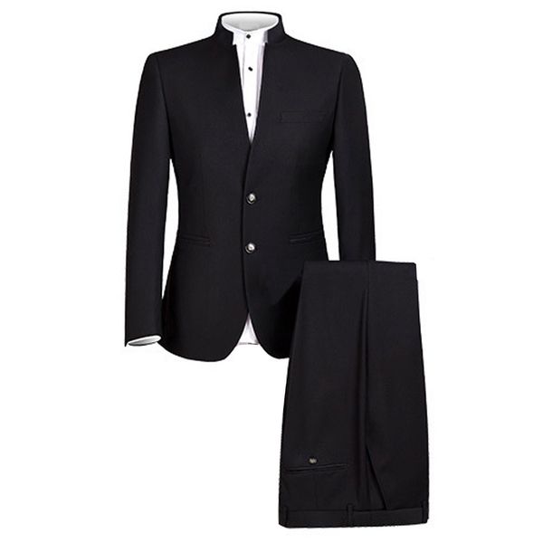 

mens suit chinese traditional uniform chinese tunic suit 2 piece formal wear slim fit mens suits groom wedding blazer pants, White;black