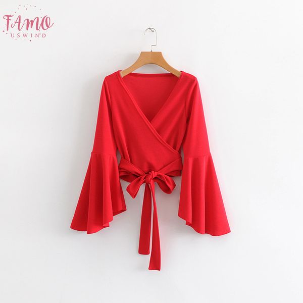 

womens clothing ff35 558 european and american fashion big trumpet sleeve blouse drop shipping, White