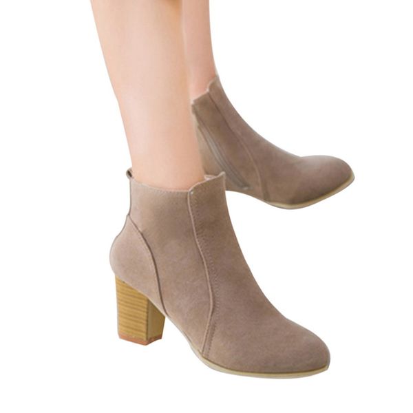 

shujin 2019 new fashion ankle boots for women high heels suede leather autumn winter pointed toe casual boots shoes, Black