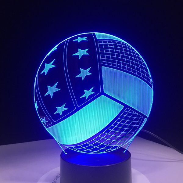 

volleyball usa team 3d led night light with 7 colors night light usb led lighting decor luminaria children table toys dropship