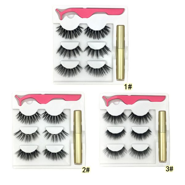 

3 pairs magnetic eyeliner with 1 pc magnetic eyeliner with 1 pc eyelashes tweezer long-lasting waterproof natural tools