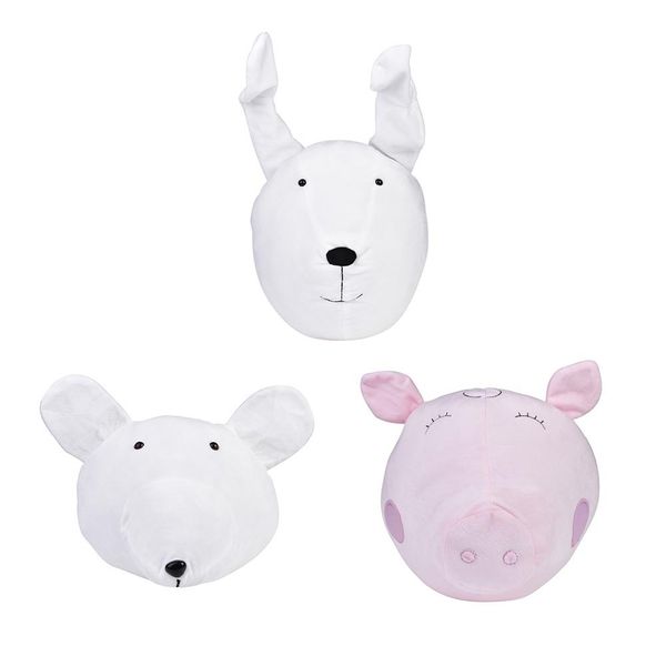 

stuffed plush toy cartoon animal head ornaments wall mount ornament for children's room decoration