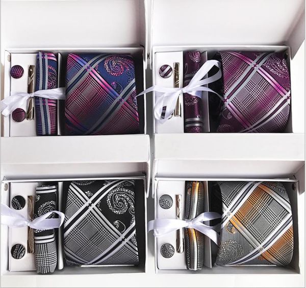 

2019 polyester business administration men's tie six kits of gift box tie, Blue;purple