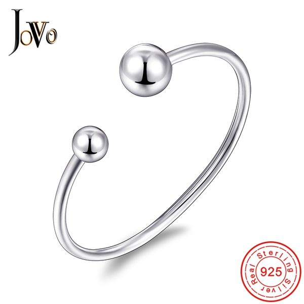 

jovo 925 sterling silver female bracelet women fashion adjustable open cuff ball bangles women gift fashion fine jewelry, Black