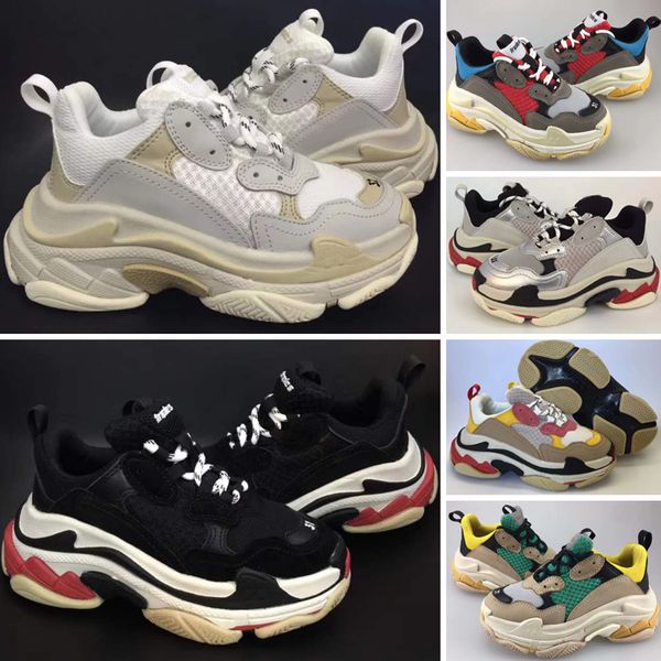 

2019 kids luxury shoes triple-s big kids designer sneakers paris triple s children running casual shoes for boys girls trainers size 28-35, White;red
