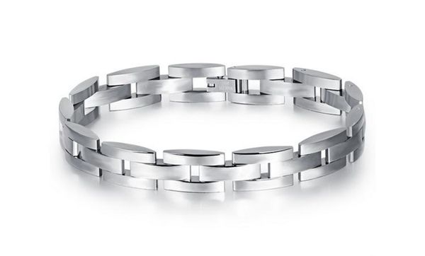 

personality solid stainless steel biker chain bracelet silver chain cuff link bracelet for men 8.46 inch high polish, Black