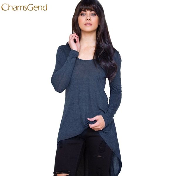 

chamsgend fashion 2018 women irregular loose long sleeve casual shirt blouse ladies shirtdrop shipping gifts, White
