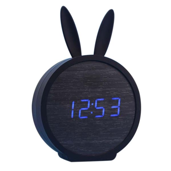 

silicone electronic wooden table clock led wooden alarm clocks cartoon calendar perfection voice control for kid's