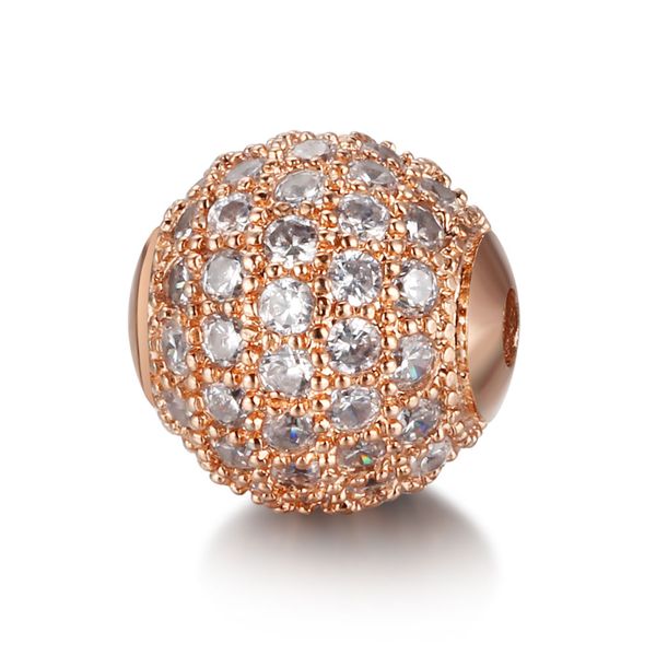 

8mm/10mm brass micro pave cz zirconia round spacer beads for diy jewelry findings dropshipping connector