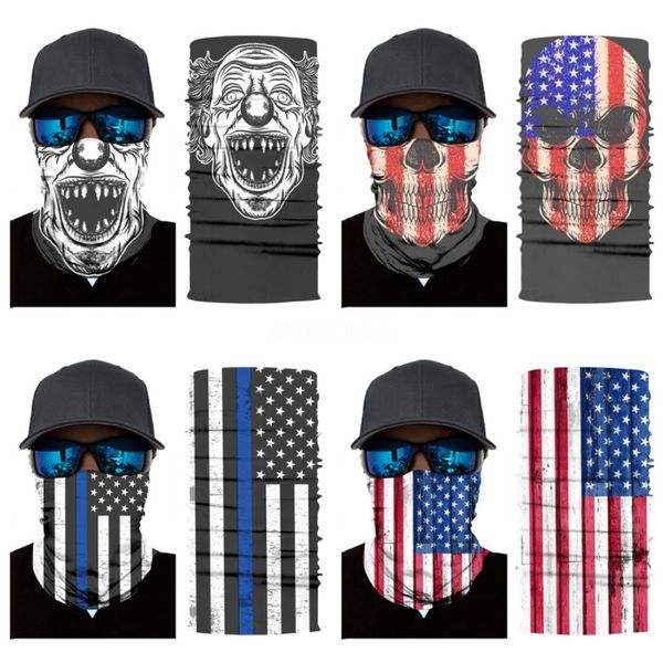 

bandanas 6 pack outdoor headband skull scarf neck windproof sun protection neck wrist wrap band magic head square skull sca#780, Blue;black