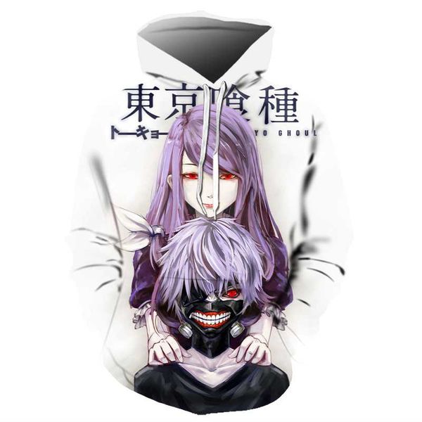 

3d tokyo ghoul hoodie sweatshirt men's / women's 3d printing animation fashion autumn winter pullover street style coat, Black