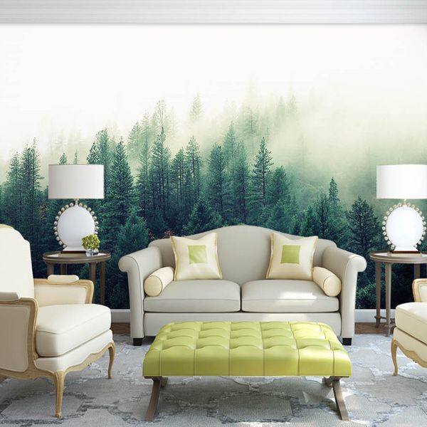 

bacaz large 3d papel murals nature fog trees forest wallpaper 3d wall mural wall paper for bedroom background forest stickers