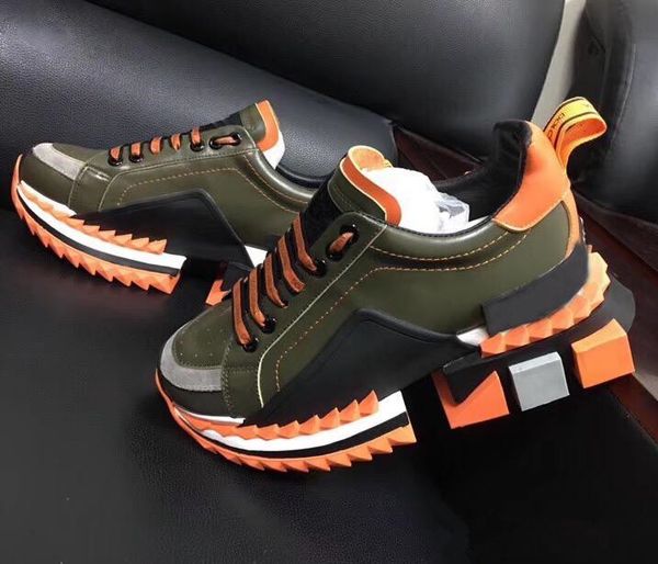 

2019 super king sneakers mens designer shoes real leather sorrento sneakers two-tone rubber sole women casual shoe trainers us4-12 t01, Black