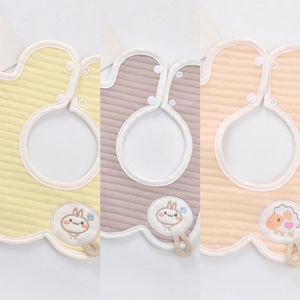 

2020 new 360 rotating degree infant cotton hemp rope embroidered octagonal flower saliva towel hemp rope saliva towel waterproof bib