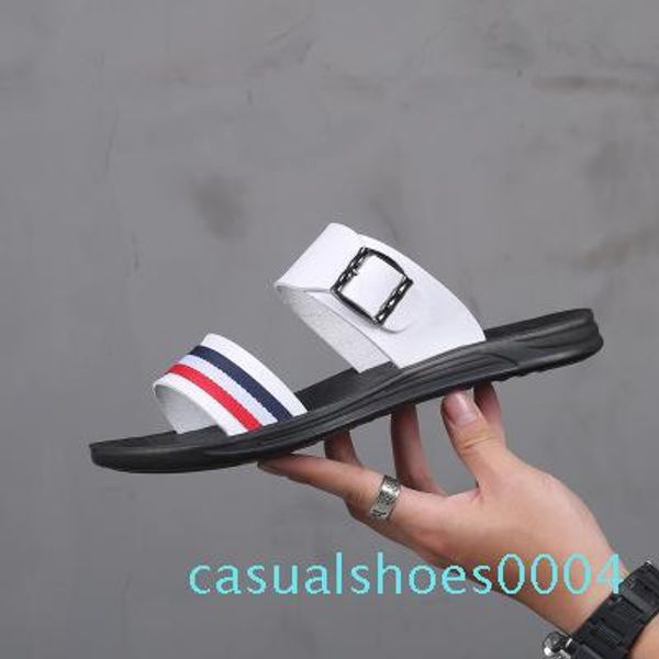 

summer men's slippers leisure beach shoes rubber soles anti-wear non-slip sandals.sandalias de cuero de los hombres ac04, Black