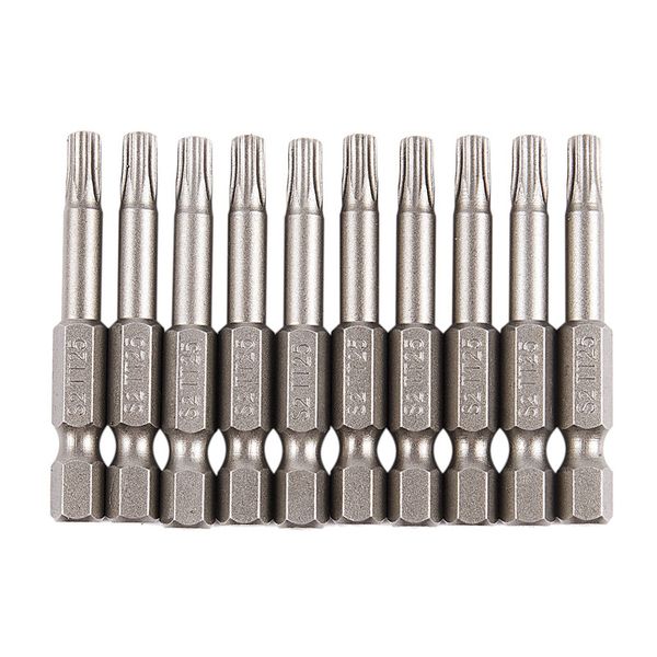 

10 pcs magnetic 1/4" x 50mm torx point t25 security screwdriver bits
