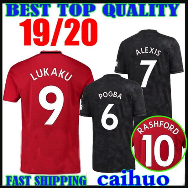 

19 20 lukaku occer jer ey alexi pogba martial lingard mata matic ra hford home away red black 2019 2020 football hirt