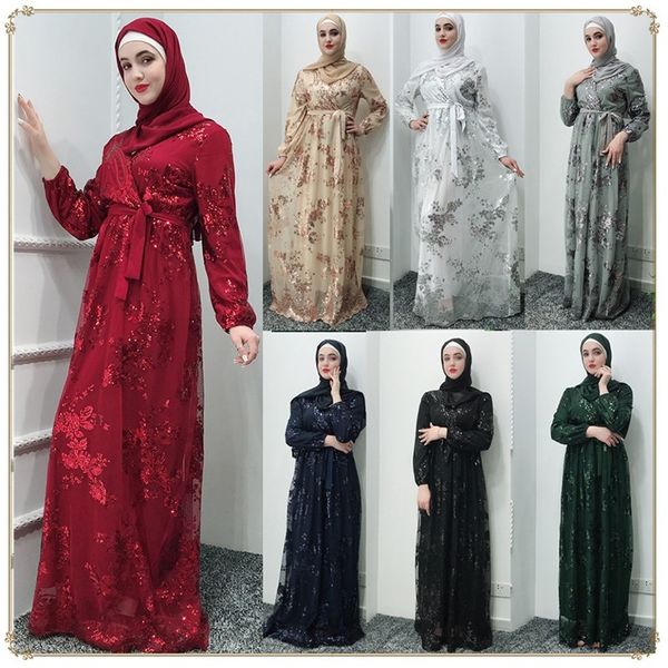 

luxury muslim lace embroidery bronzing abaya full dresses cardigan kimonolong robe gowns jubah middle east eid ramadan islamic, Red