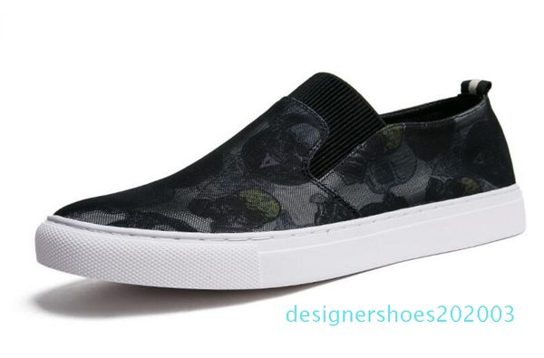 

2018 new arrival low price mens breathable printing casual shoes leather casual shoes slip on men fashion flats loafers d03, Black
