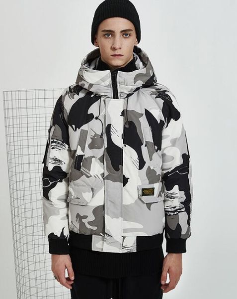 

2019 winter men's fashion down jacket mens 90% white duck down coats men camouflage jacket men,winter men's coat, Black