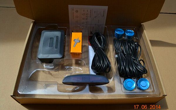 

update car led parking sensor assistance reverse backup radar monitor system backlight big display+4 sensors,real voice,parking