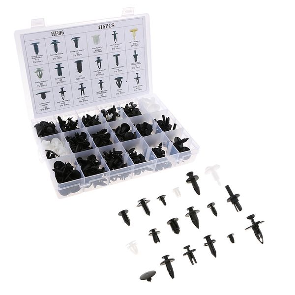 

415 pieces 18 sizes car body push pin rivet trim clips assortments for ford