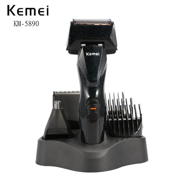 

kemei 3-in-1 electric shaver multi-function razor rechargeable hair clipper nose hair trimmer men's facial cleaning kit