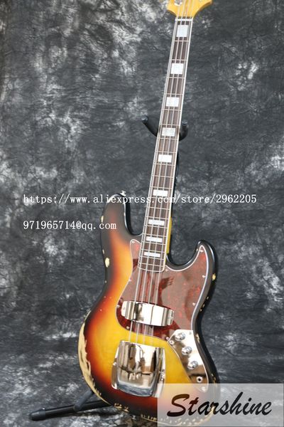 

new design relic electric bass guitar sr-037 1961 fd jazz 4 strings sr-037 relic handmade basswood bodyl