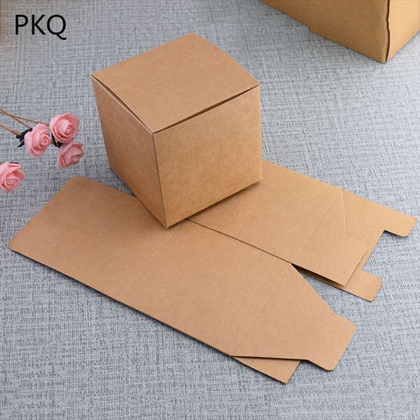 

5pcs/lot 5 sizes square kraft paper box for jewelry/soap small cardboard gift box christmas candy boxes wedding favor