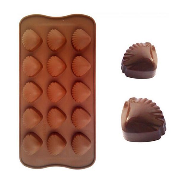 

silicone 15 cavity cameo shell mold for chocolate sugar ice cube tray molds jelly pudding craft soaps baking tools ice cream tools