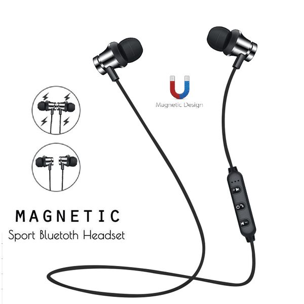 

sports bluetooth earphone neck ear hook type earbuds running metal magnetic heavy bass card plug-in stereo black red fashion