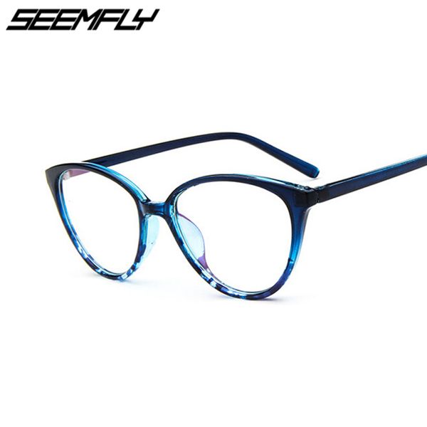 

seemfly cat eye glasses frames women 2019 brand design vintage transparent big frame eyeglasses female clear lens spectacle new, Black