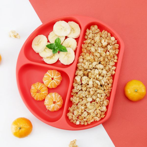 

baby dishes silicone plate with suction cup children's strong sticky divided silicone food plate solid and durable gift to kids