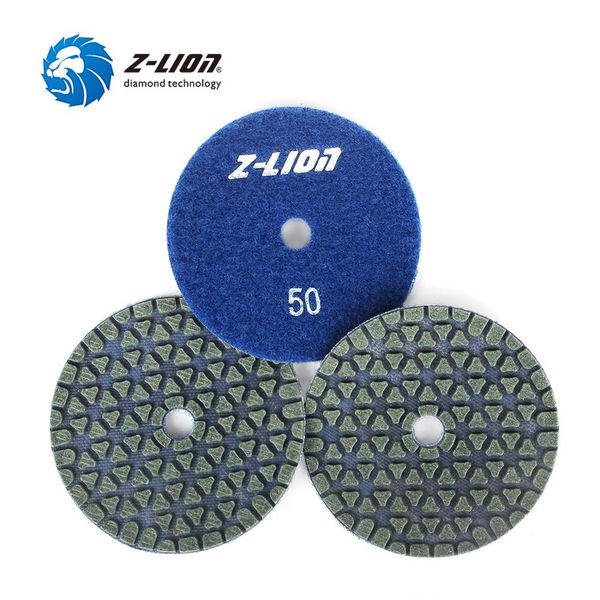 

z-lion 3" 3pc diamond polishing pad marble granite engineered stone grinding disc thickness 1.8mm new design dry abrasive tool