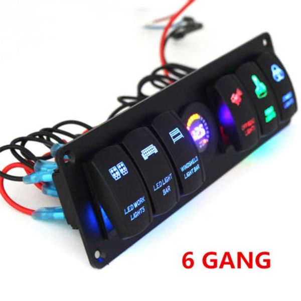 

rocker switch panel voltmeter cigarette socket 2usb power charger adapter with 6 rocker switch, cigarette socket 20dev26 car