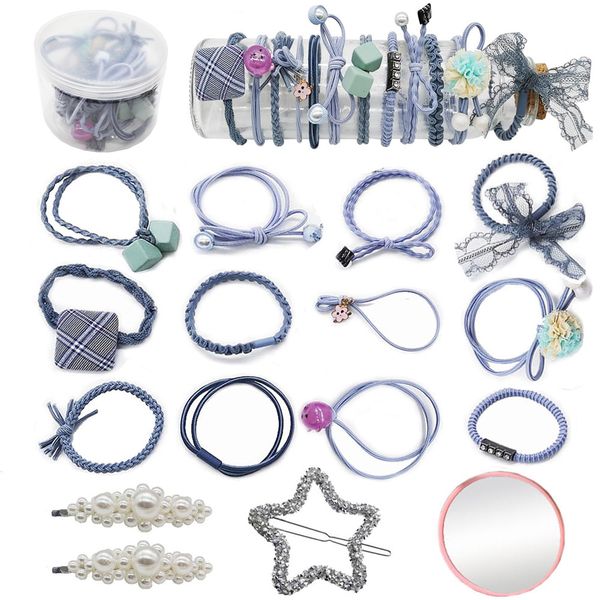 

16pcs/set hair rope south korea new hair jewellery suit headdress pearl hairpinstretch ornaments female girl rubber band headwear horse tail, Pink