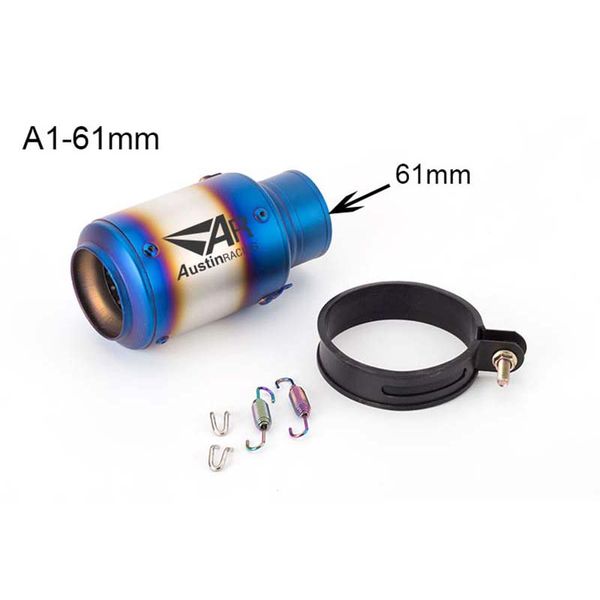 

51/61mm motorcycle for ar modified exhaust pipe muffler half blue small cylinder fried street z1000 r1 mt10 s1000rr
