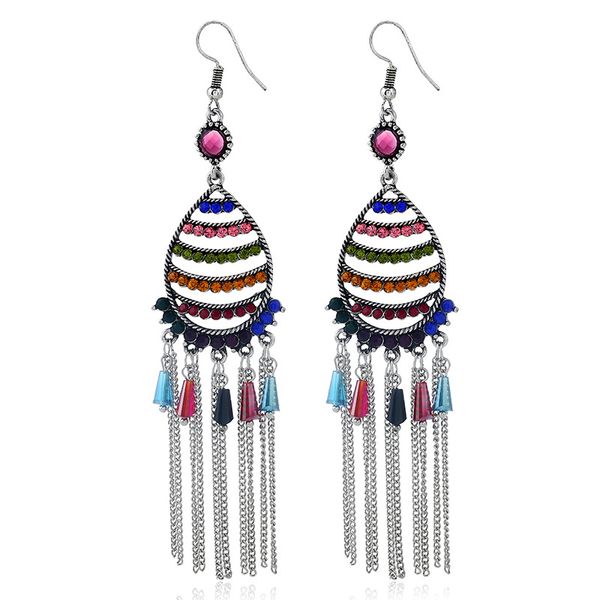 

explosive jewelry european and american hollow multi-layer water drop earrings retro long tassel earrings, Golden