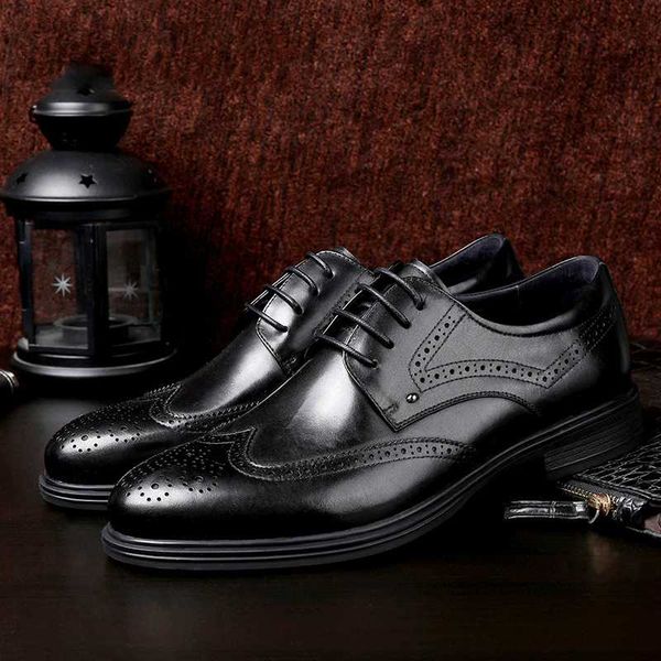 

new arrival men casual business wedding formal dress cow leather bullock shoes gentleman carved brogue shoe zapatos de hombre, Black