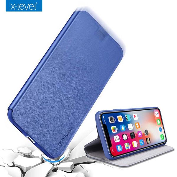 

X-Level Классический Ударопрочный Мягкий Вернуться ТПУ чехол + PU откидная крышка чех