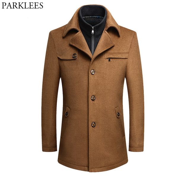 

mens trench coat 2017 winter long wool trench coat men slim fit pea windbreaker casual men's jackets coats abrigo hombre, Black