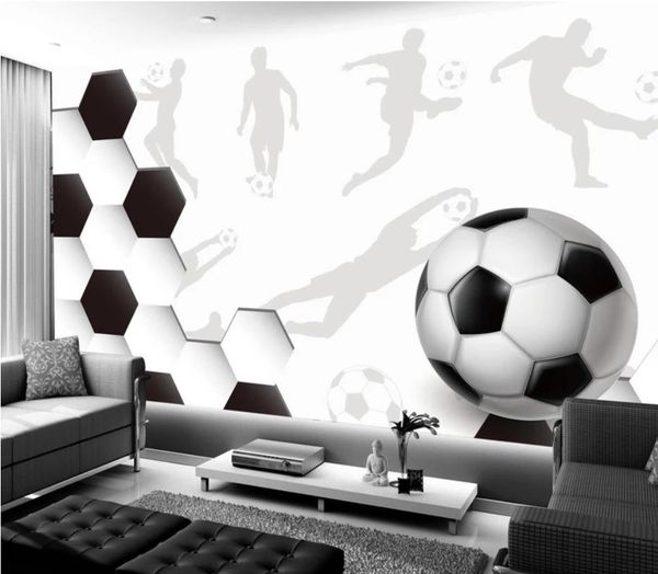 

football modern minimalistic hand painted wall 3d murals wallpaper for living room