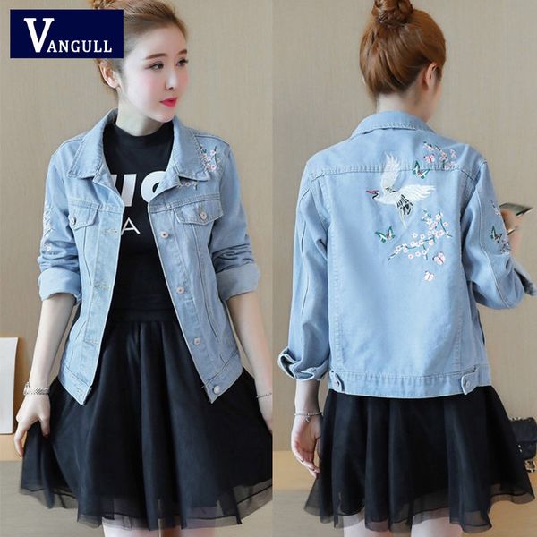 

vangull plus size 5xl women's coat 2019 denim jackets autumn denim jackets for women jeans single breasted coats outwear, Black;brown