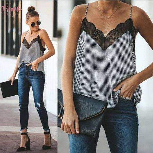 

2019 the fashion wear take polyester women lace sleeveless leopard print vest t shirt summer cami casual cap sleeve tank, White